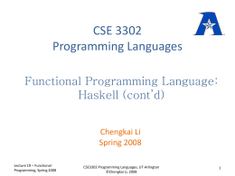 CSE 3302 Programming Languages