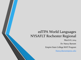 edTPA World Languages NYSAFLT Rochester Regional