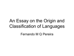 An Essay on the Origin and Classification of Languages