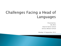 Challenges Facing a Head of Languages
