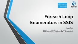 Foreach Loop Enumerators in SSIS