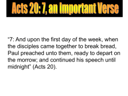 Acts 20: 7, an Important Verse