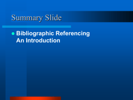 Bibliographic Referencing - University of the West Indies