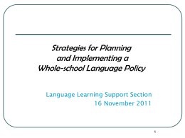 Whole-school Language Policy – planning & implementation