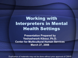 Working with Interpreters in Mental Health Settings