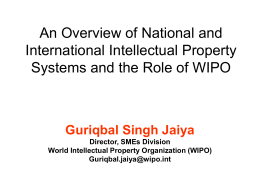 An Overview of National and International Intellectual