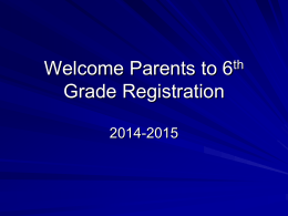 6th Grade Registration
