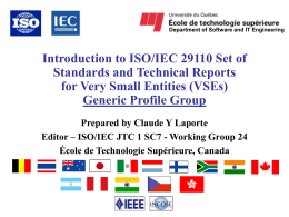 Introduction to ISO/IEC 29110 Standards for Very Small