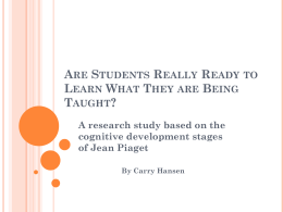 Are Students Really Ready to Learn What They are Being …