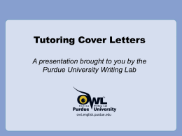 Tutoring Cover Letters