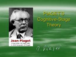 PIAGET’S Cognitive-Stage Theory