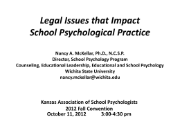 Legal Issues that Impact School Psychological Practice