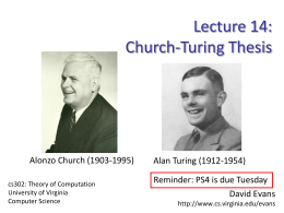 Church-Turing Thesis - University of Virginia