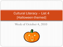 Cultural Literacy – Week 4 [Halloween