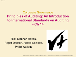 Corporate Governance Principles of Auditing: An