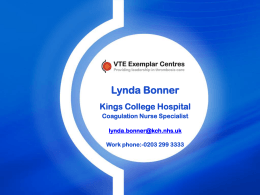 Welcome 18th March 2009 - Kings Thrombosis Centre