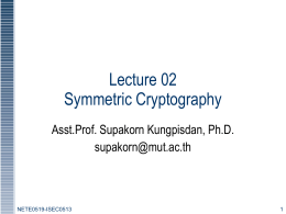 Lecture02: Symmetric Cryptography 1