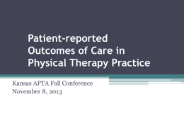 Patient-reported Outcomes of Care in Physical Therapy …