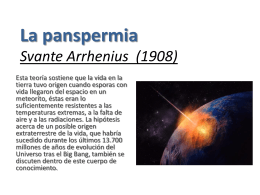 La panspermia Svante Arrhenius (1908)
