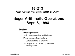 Integer Arithmetic - Carnegie Mellon University