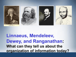 Linnaeus, Mendeleev, Dewey, And Ranganathan