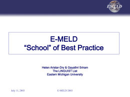 Showroom of Best Practice - E-MELD