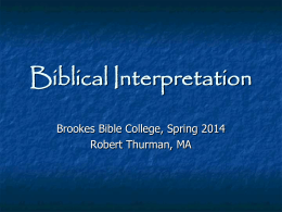 Biblical Interpretation - Forest Park Bible Church of St