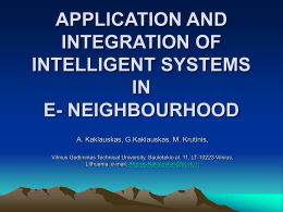 APPLICATION AND INTEGRATION OF INTELLIGENT …