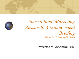 International Marketing Research: A Management Briefing