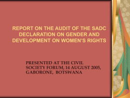 AUDIT OF WOMEN’S RIGHTS