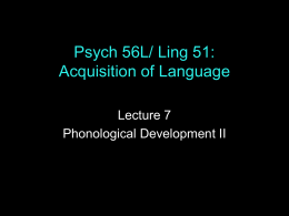 Psych 229: Language Acquisition