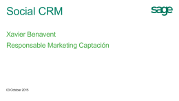 Social CRM Constantino Jovani Product manager Sage CRM
