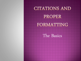 Citations and proper formatting