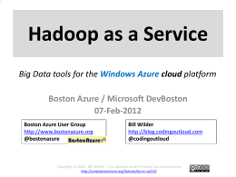 Hadoop Intro + Hadoop as a Service