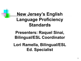New Jersey' English Language Proficiency Standards