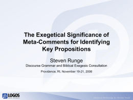 The Exegetical Significance of Meta