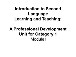 Introduction to Second Language Learning and Teaching: …