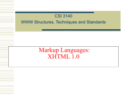 Markup Languages: XHTML 1.0