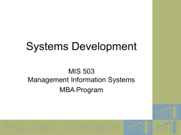 MIS 503 Systems Development