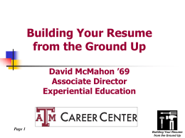 Building Your Resume from the Ground Up