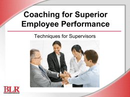 Coaching for Superior Employee Performance …
