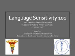 Language Sensivity 101 - American Medical Student …