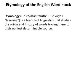 Etymology of the English Word-stock