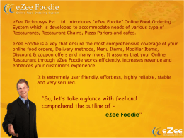 eZee Technosys Pvt. Ltd. introduces "eZee Foodie" Online
