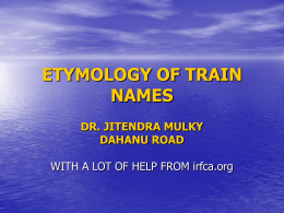 ETYMOLOGY OF TRAIN NAMES