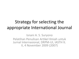 Strategy for selecting the appropriate International Journal