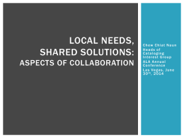 Local problems, shared solutions”