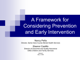Prevention and Early Intervention: A Framework