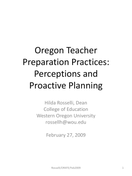 Oregon Teacher Preparation Practices: Perceptions and