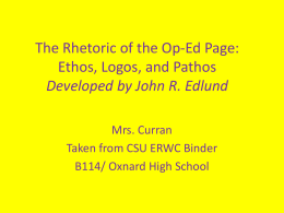 The Rhetoric of the Op-Ed Page: Ethos, Logos, and …